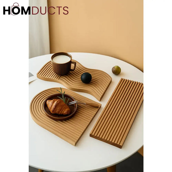 Eco-Friendly Bamboo Groove Serving Tray – Oval Design