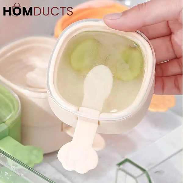 Ecoco Silicone Ice Lolly Molds with Sealing Lid – Fruit-Shaped Popsicle Maker for Homemade Frozen Treats 2pcs set