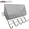 Efficient Wall-Mount Iron Mesh Hanging Rack with Hooks - Versatile Storage Organizer
