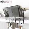 Efficient Wall-Mount Iron Mesh Hanging Rack with Hooks - Versatile Storage Organizer