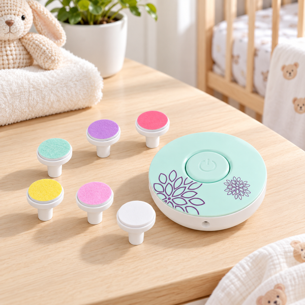 Electric baby nail trimmer set with six filing heads