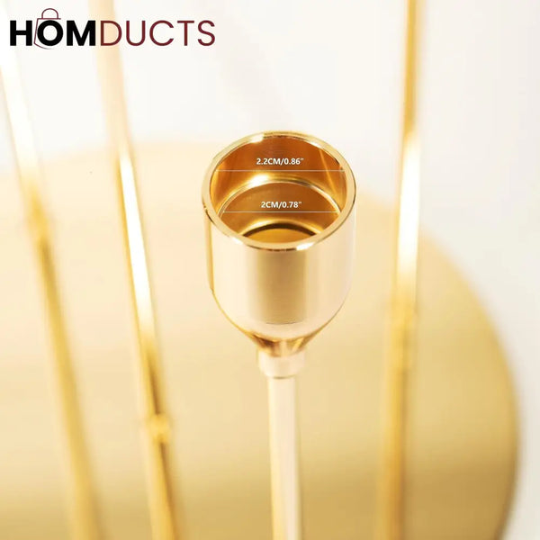 Elegant 5-Arm Gold Candlestick Holder - Table Centerpiece for Taper & LED Candles