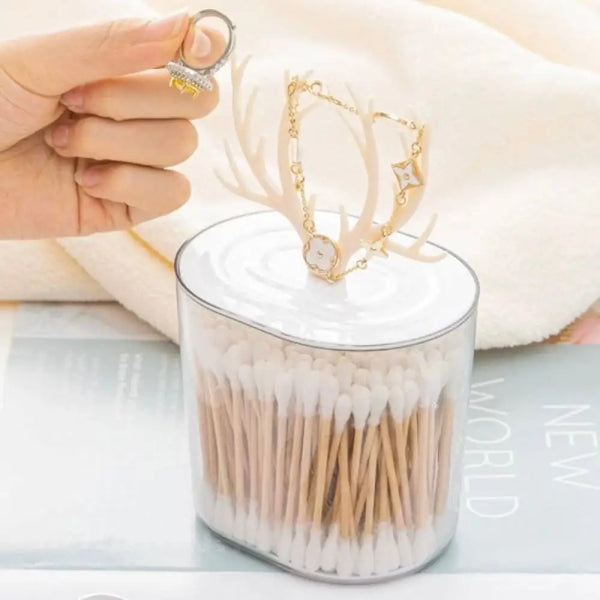 Elegant Acrylic Multifunctional Swab & Jewelry Organizer Storage Box