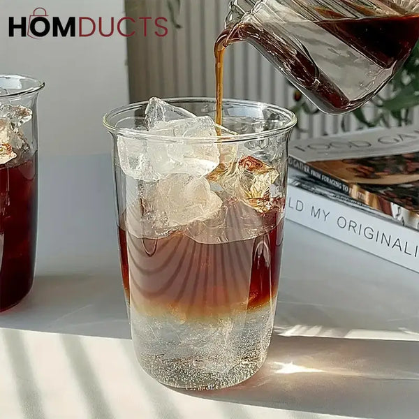 Elegant Borosilicate Glass Coffee Cup - 400ml | Heat Resistant & Dishwasher Safe