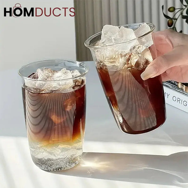 Elegant Borosilicate Glass Coffee Cup - 400ml | Heat Resistant & Dishwasher Safe