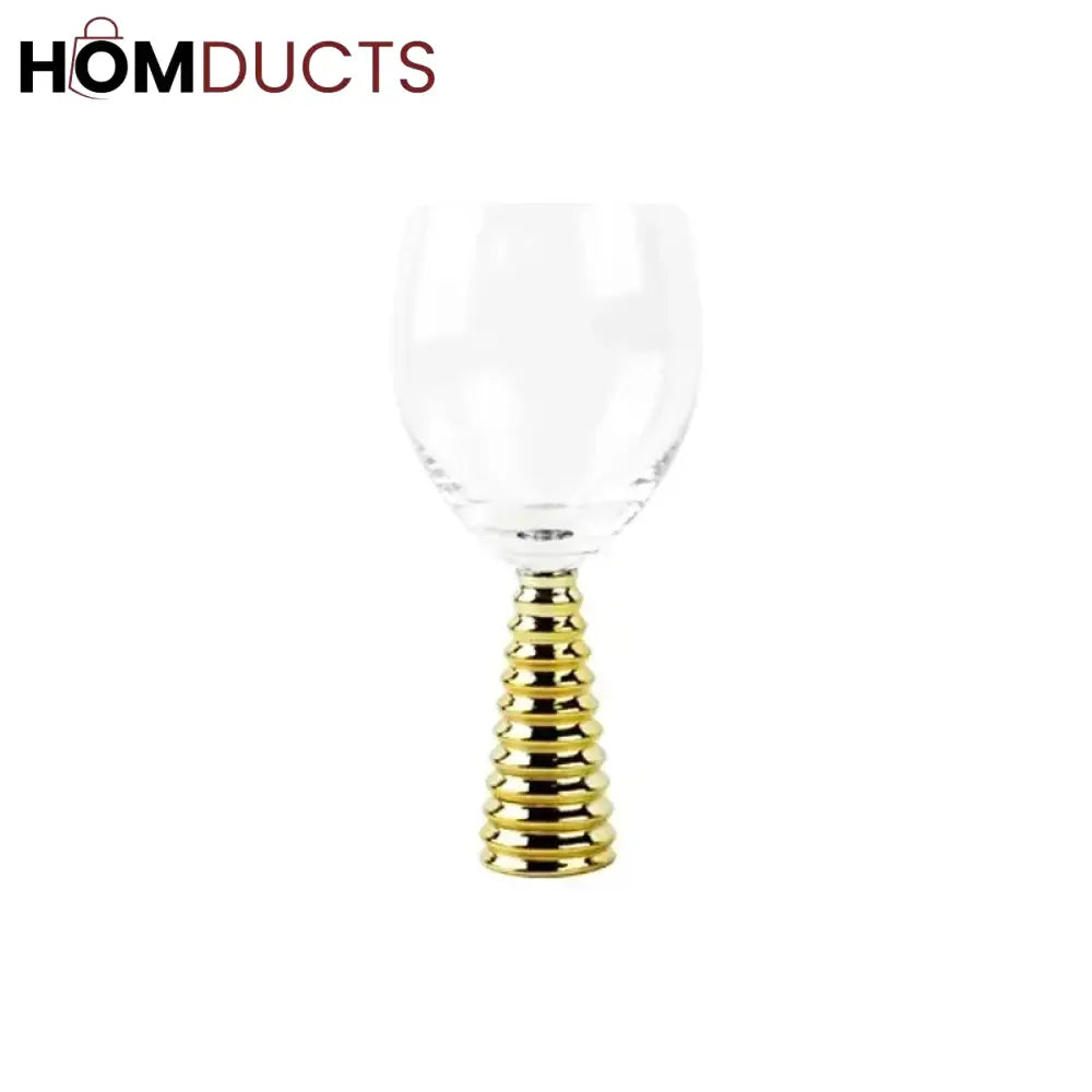 Elegant Crystal Wine Glasses with Unique Screw Thread Design - Set of 6