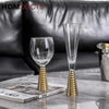 Elegant Crystal Wine Glasses with Unique Screw Thread Design - Set of 6