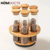 Elegant Cylinder Glass Jars with Wooden Stand - Kitchen & Pantry Storage