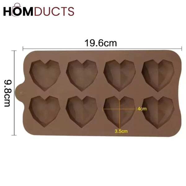 Elegant Diamond Heart Silicone Chocolate Mold for DIY Baking & Cake Decor