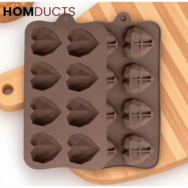 Elegant Diamond Heart Silicone Chocolate Mold for DIY Baking & Cake Decor