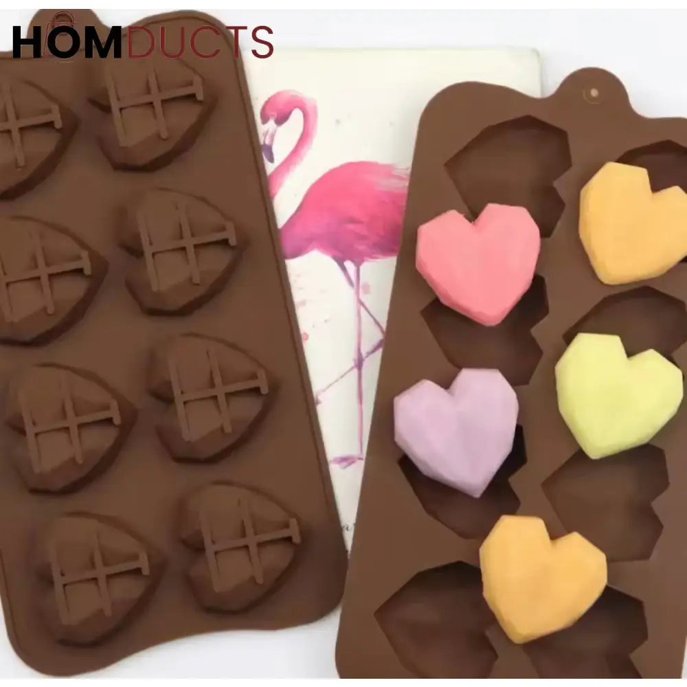 Elegant Diamond Heart Silicone Chocolate Mold for DIY Baking & Cake Decor