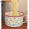 Elegant Enamel Soup & Noodle Pot: Versatile Flower Ceramic Design
