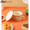 Elegant Enamel Soup & Noodle Pot: Versatile Flower Ceramic Design