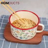 Elegant Enamel Soup & Noodle Pot: Versatile Flower Ceramic Design
