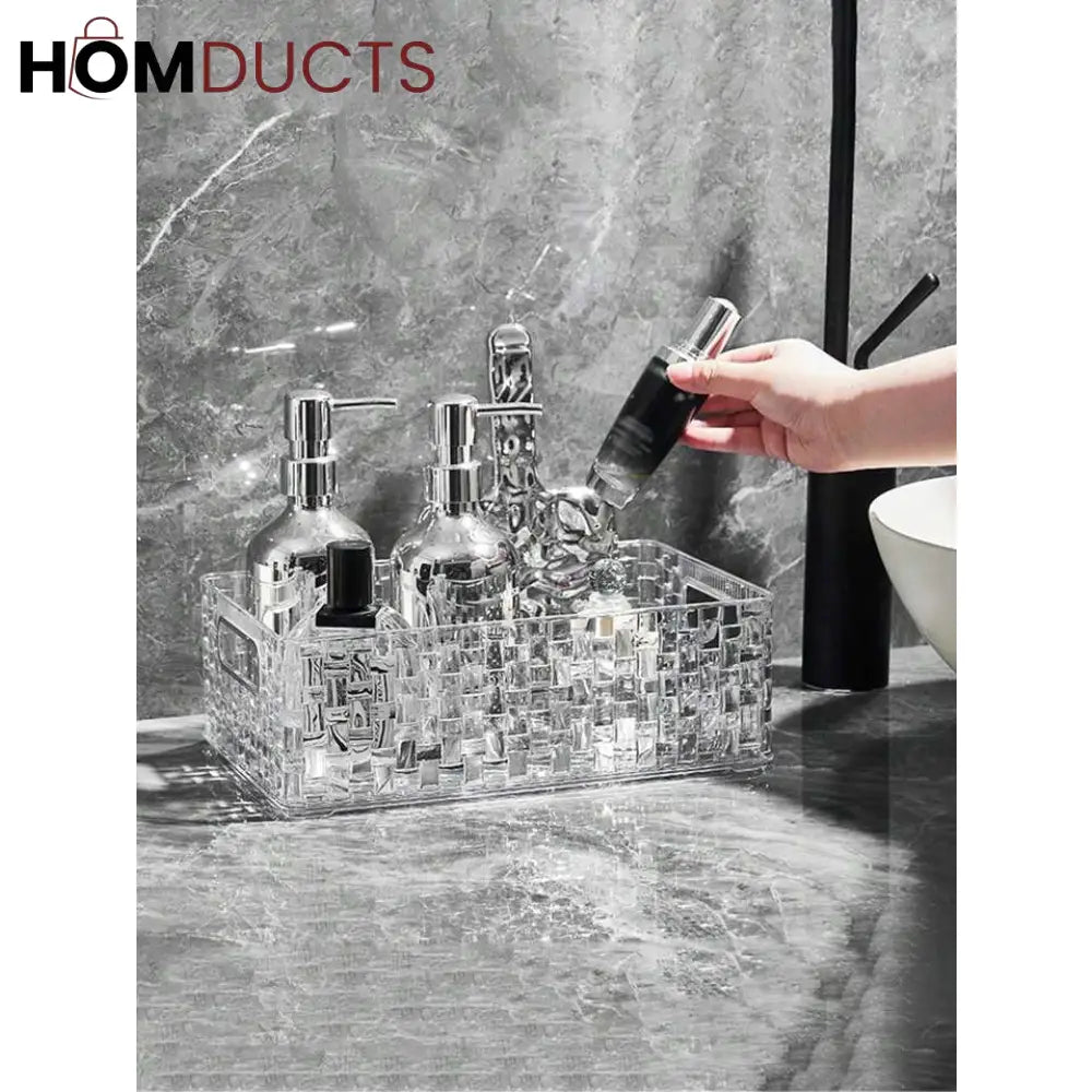 Elegant Glacier Pattern Makeup and Perfume Organizer Basket