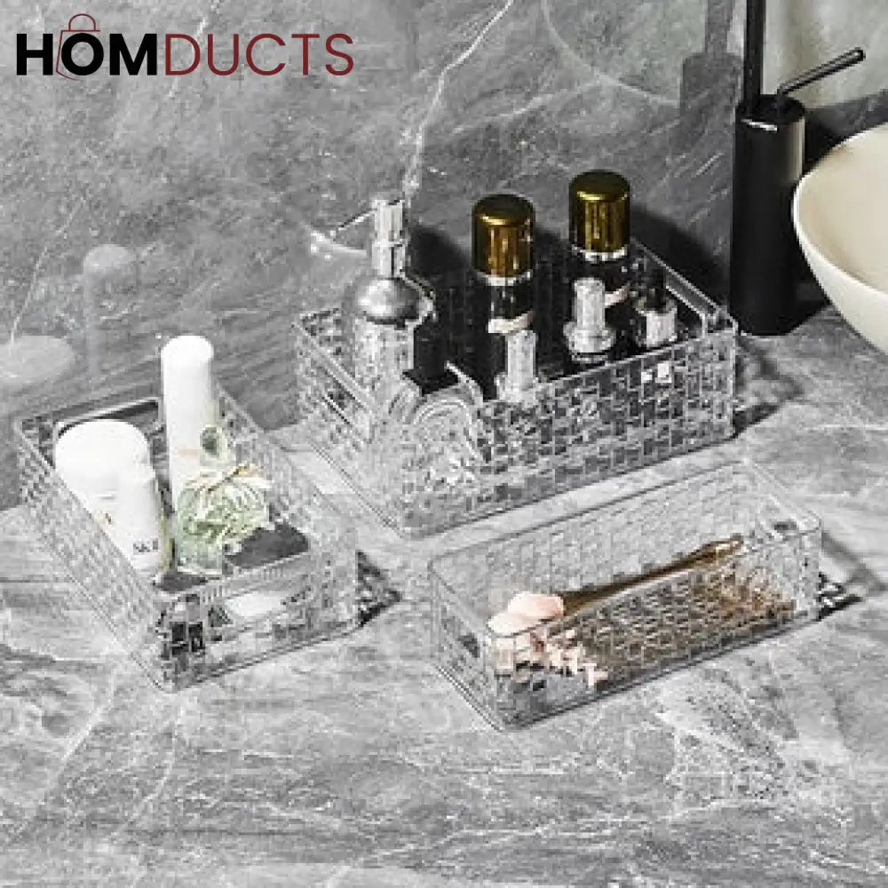 Elegant Glacier Pattern Makeup and Perfume Organizer Basket