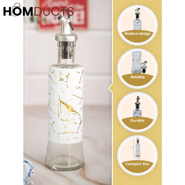 Elegant Glass Oil and Vinegar Dispenser Bottle - Precise Pouring, Healthy Cooking