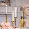 Elegant Gold Candlestick Holders for Home Decor | Set of 2 Glass Hurricane Candle Stands