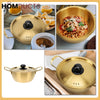 Elegant Gold Korean-Style Aluminum Pot with Lid – Lightweight & Heat-Resistant Noodle Cooking Pan 22cm