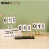 Elegant Gold Metal Flip Desk Calendar with Wooden Base and Bear Figurines – Perpetual Desktop Date Display