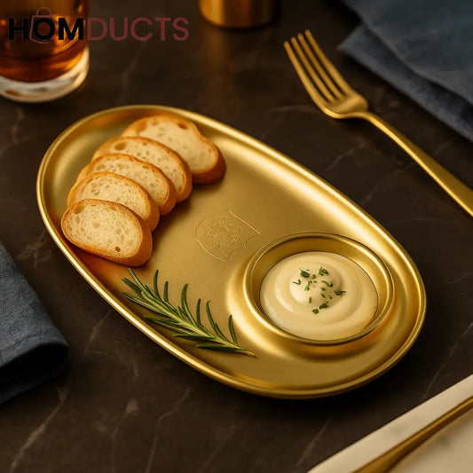 Elegant Gold Oval Snack & Dip Platter