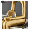 Elegant Gold Thinker Statue Set - Abstract Resin Sculptures for Home and Office Decor