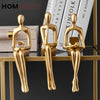 Elegant Gold Thinker Statue Set - Abstract Resin Sculptures for Home and Office Decor
