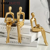 Elegant Gold Thinker Statue Set - Abstract Resin Sculptures for Home and Office Decor