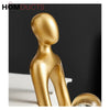 Elegant Gold Thinker Statue Set - Abstract Resin Sculptures for Home and Office Decor