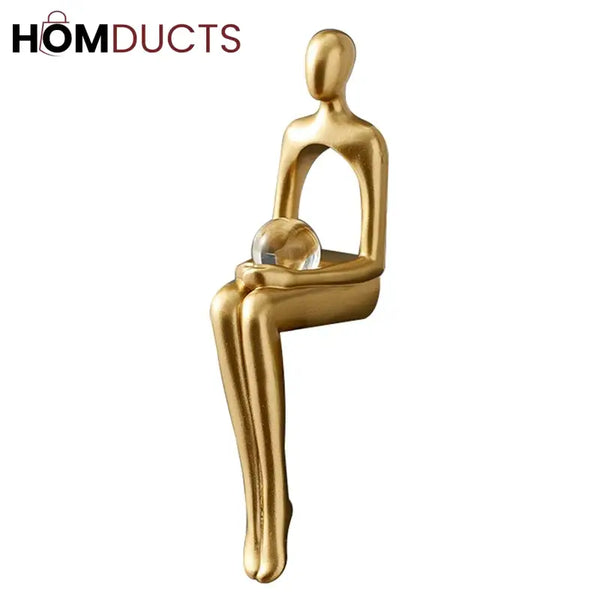 Elegant Gold Thinker Statue Set - Abstract Resin Sculptures for Home and Office Decor