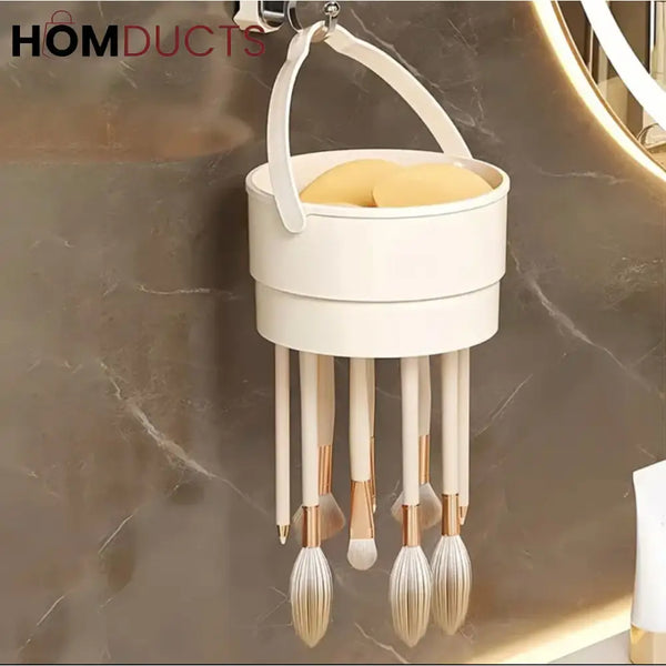 Elegant Makeup Organizer with Brush Holder – Dustproof Cosmetic Storage Box with Maker Brush Cleaner