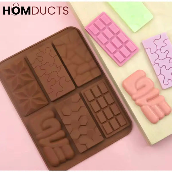 Elegant Mini Chocolate Bar Silicone Mold - 6 Rectangle Cavities, Easy Release
