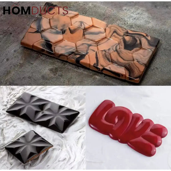 Elegant Mini Chocolate Bar Silicone Mold - 6 Rectangle Cavities, Easy Release