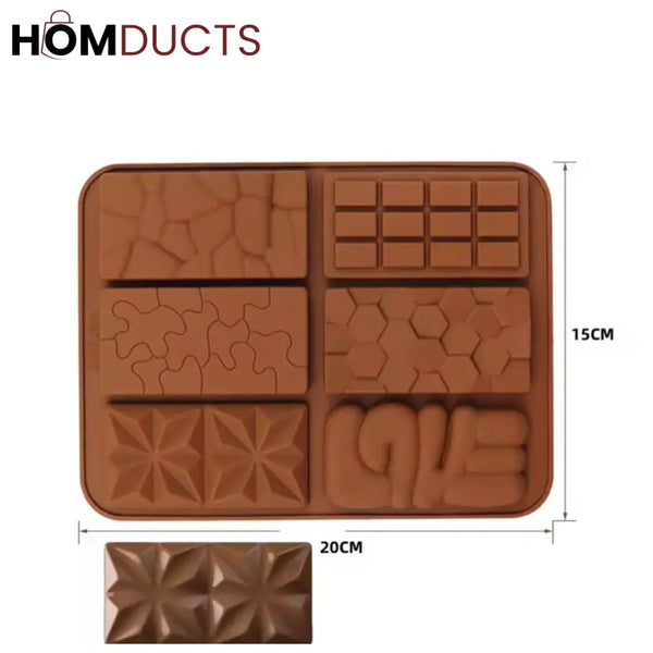 Elegant Mini Chocolate Bar Silicone Mold - 6 Rectangle Cavities, Easy Release