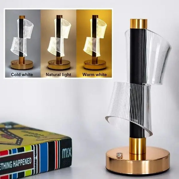 Elegant Modern LED Table Lamp with USB Charging - Acrylic Design