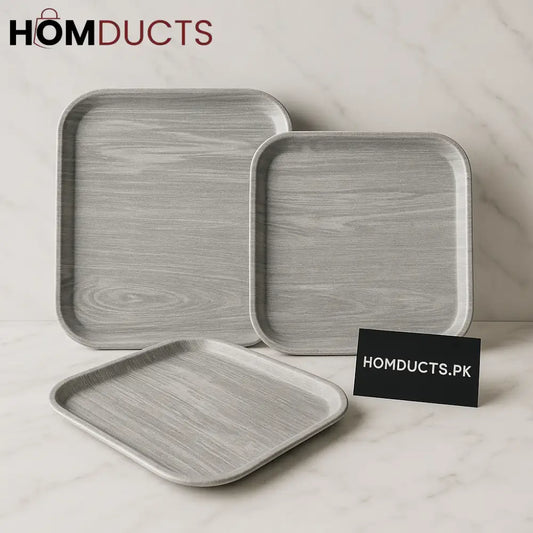 Elegant Nordic Gray Tray Set – 3 Piece Premium Serving Trays