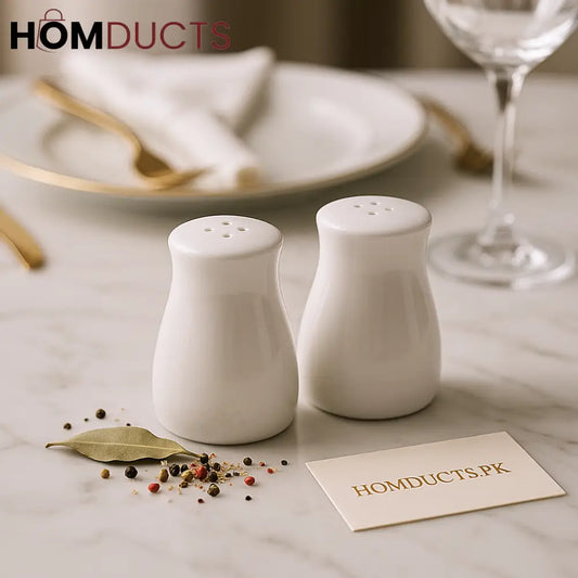 Elegant Porcelain Salt & Pepper Shaker Set – Minimalist White Tabletop Essentials