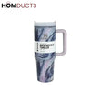 Elegant Purple Marble Stanley Quencher H2.0 Tumbler 40oz – Insulated Travel Mug with Handle
