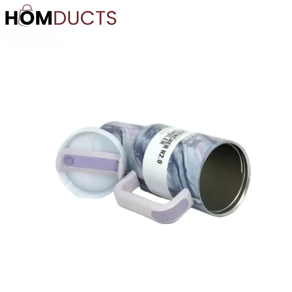 Elegant Purple Marble Stanley Quencher H2.0 Tumbler 40oz – Insulated Travel Mug with Handle