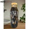 Elegant Ribbed Glass Bottle with Natural Cork Stopper | 1L Capacity