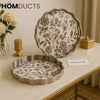 Elegant Scalloped Floral Metal Tray Set – 2 Pcs