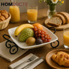 Elegant Square Fruit Platter with Black Metal Handles – Ceramic Brunch Server