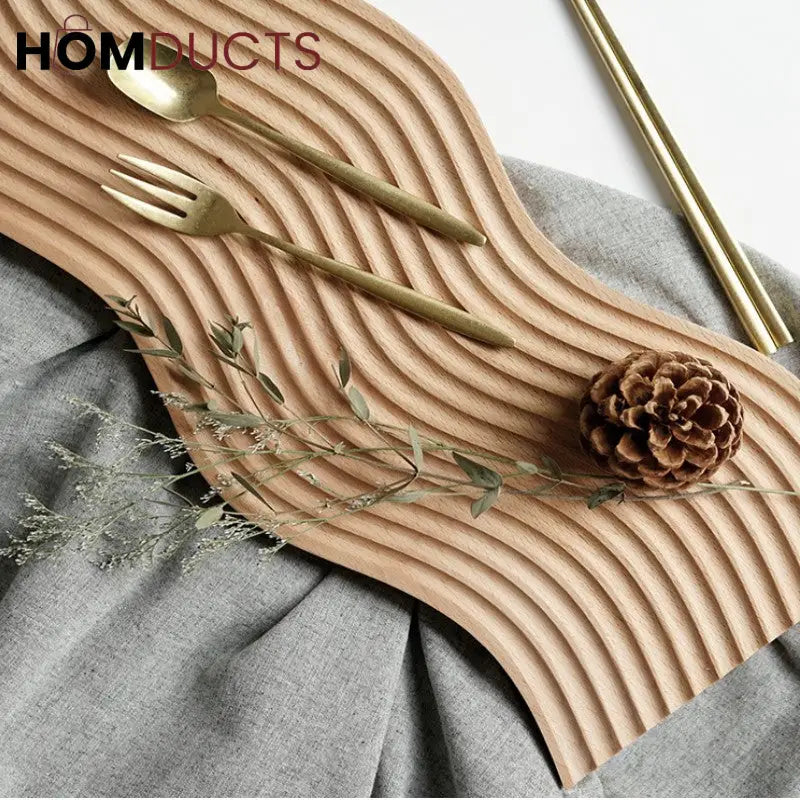 Elegant Wave Bamboo Serving Tray – Eco-Friendly Decorative Organizer