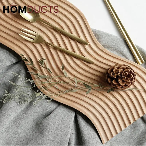 Elegant Wave Bamboo Serving Tray – Eco-Friendly Decorative Organizer