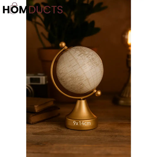 Elegant White & Gold Decorative Globe - Luxury Desk Ornament (9x14cm)