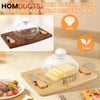 Elegant Wooden Butter Dish with Glass Lid & Knife Set – Multipurpose Serving Tray for Butter Cheese or Cake