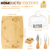 Elegant Wooden Butter Dish with Glass Lid & Knife Set – Multipurpose Serving Tray for Butter Cheese or Cake