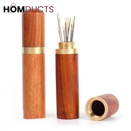 Elegant Wooden Needle Case Organizer - Keep Your Sewing Essentials Tidy