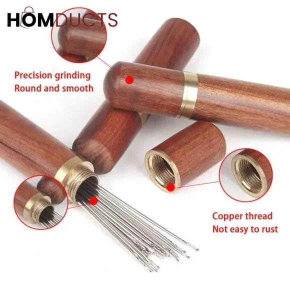 Elegant Wooden Needle Case Organizer - Keep Your Sewing Essentials Tidy