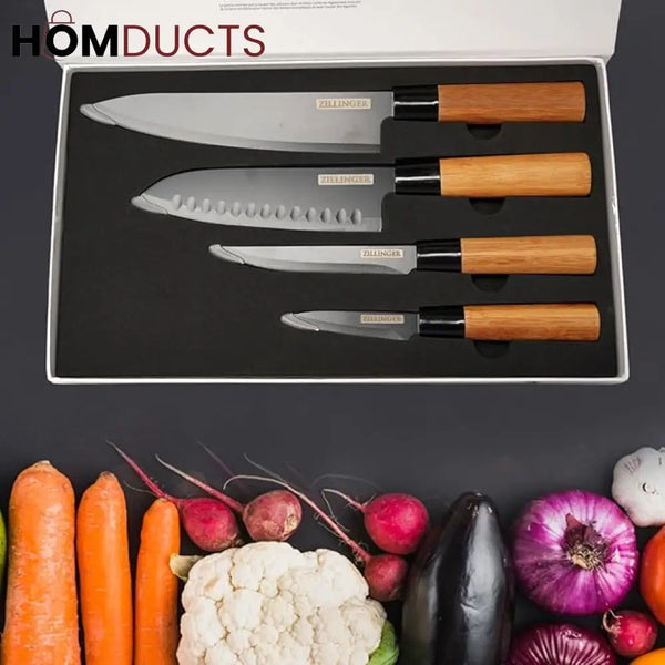 Elevate Your Culinary Experience with the 4Pcs Japanese Zillinger Knife Set